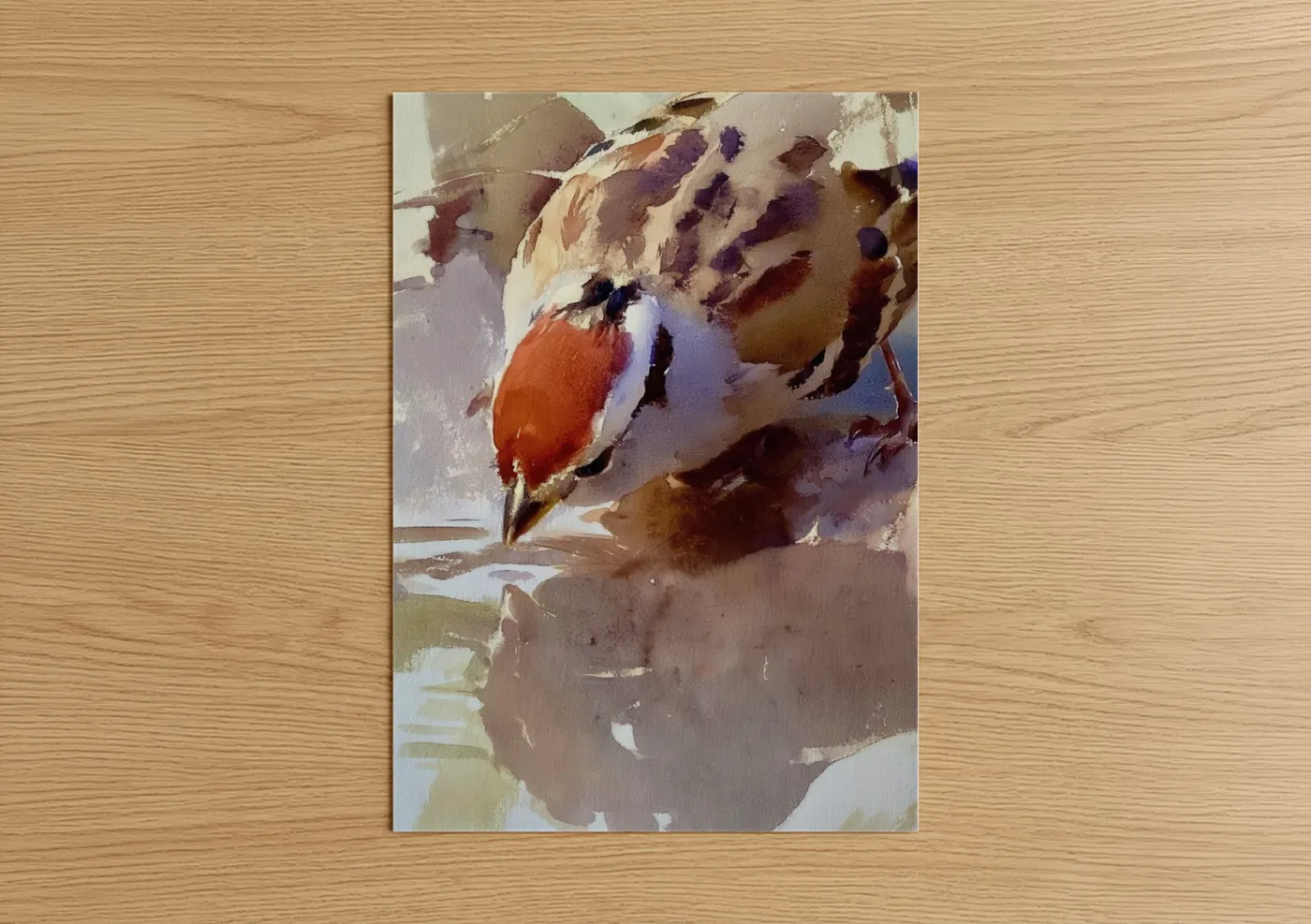 Crimson Finch Portrait Watercolor Wall Art