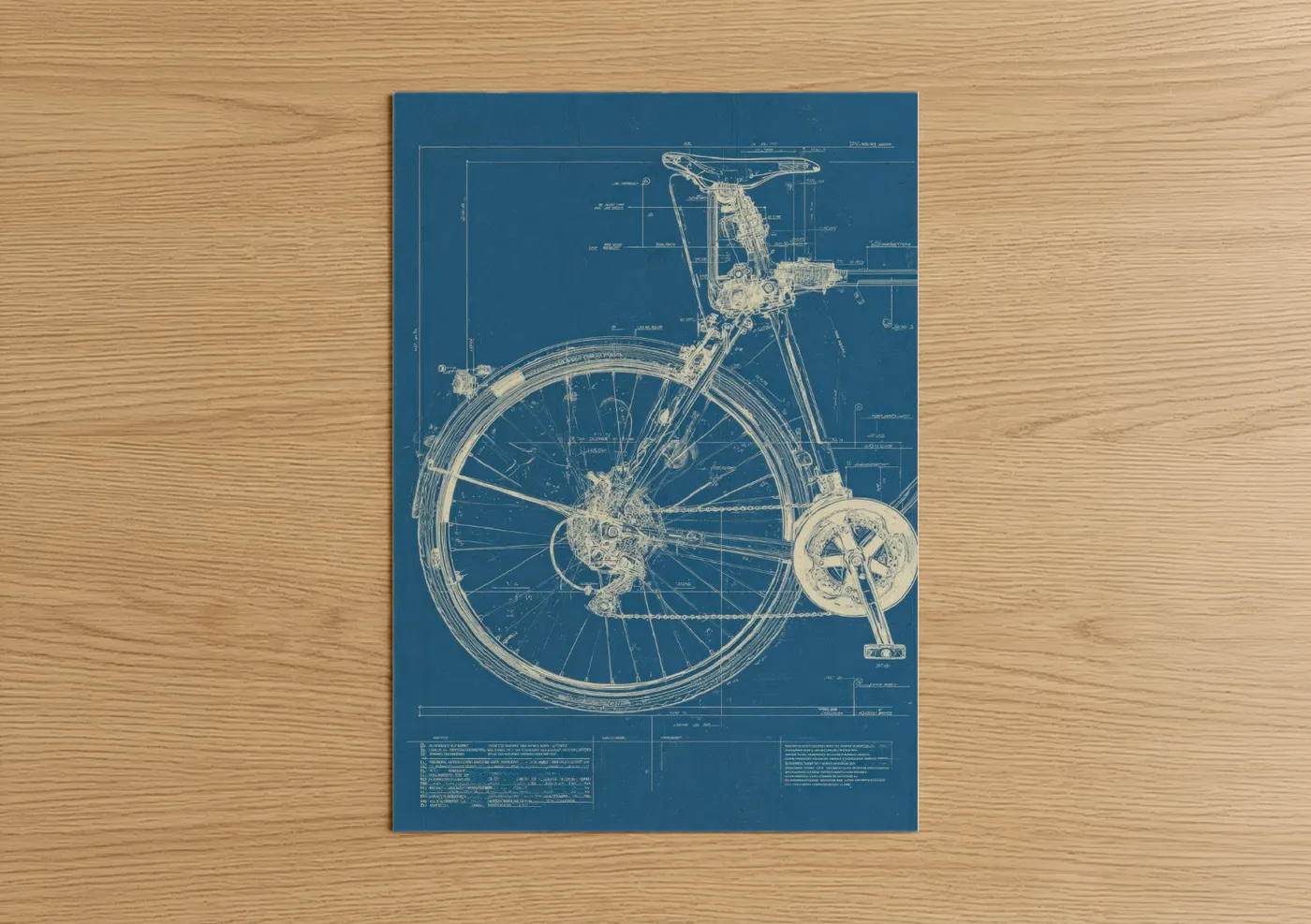 Urban Bicycle Technical Blueprint Design Wall Art