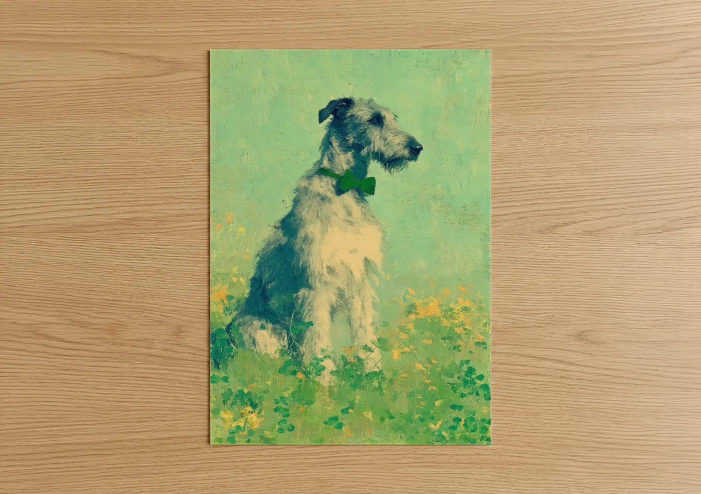 Terrier with Lucky Green Bow St Patrick's Wall Art