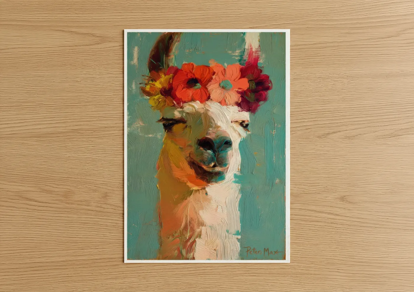 Flower Crown Llama Portrait Art Wall Art