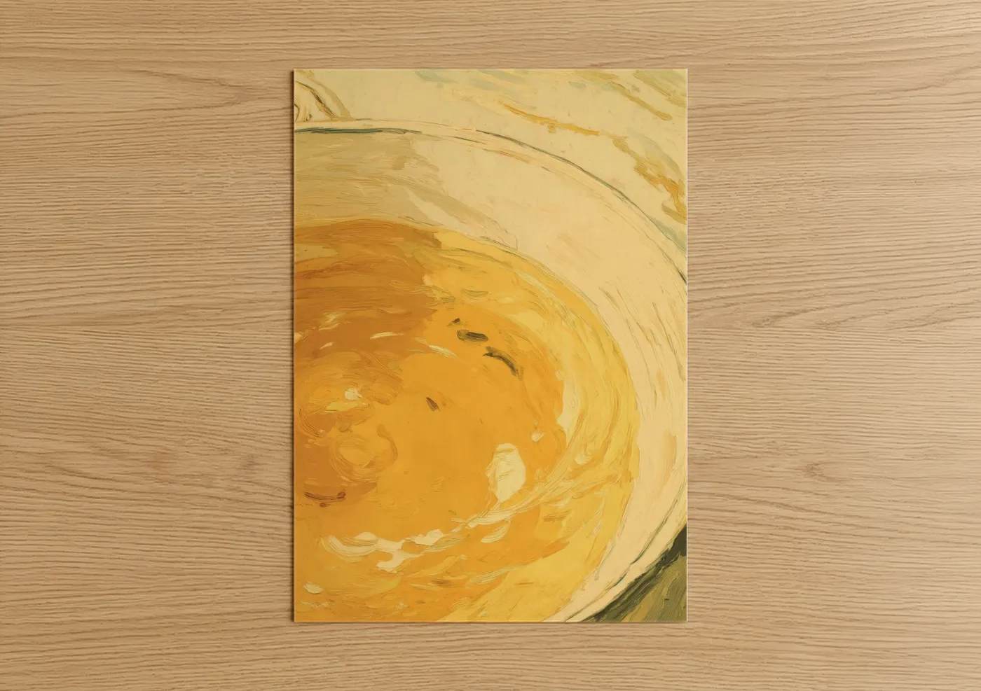 Golden Cheese Swirl Abstract Wall Art