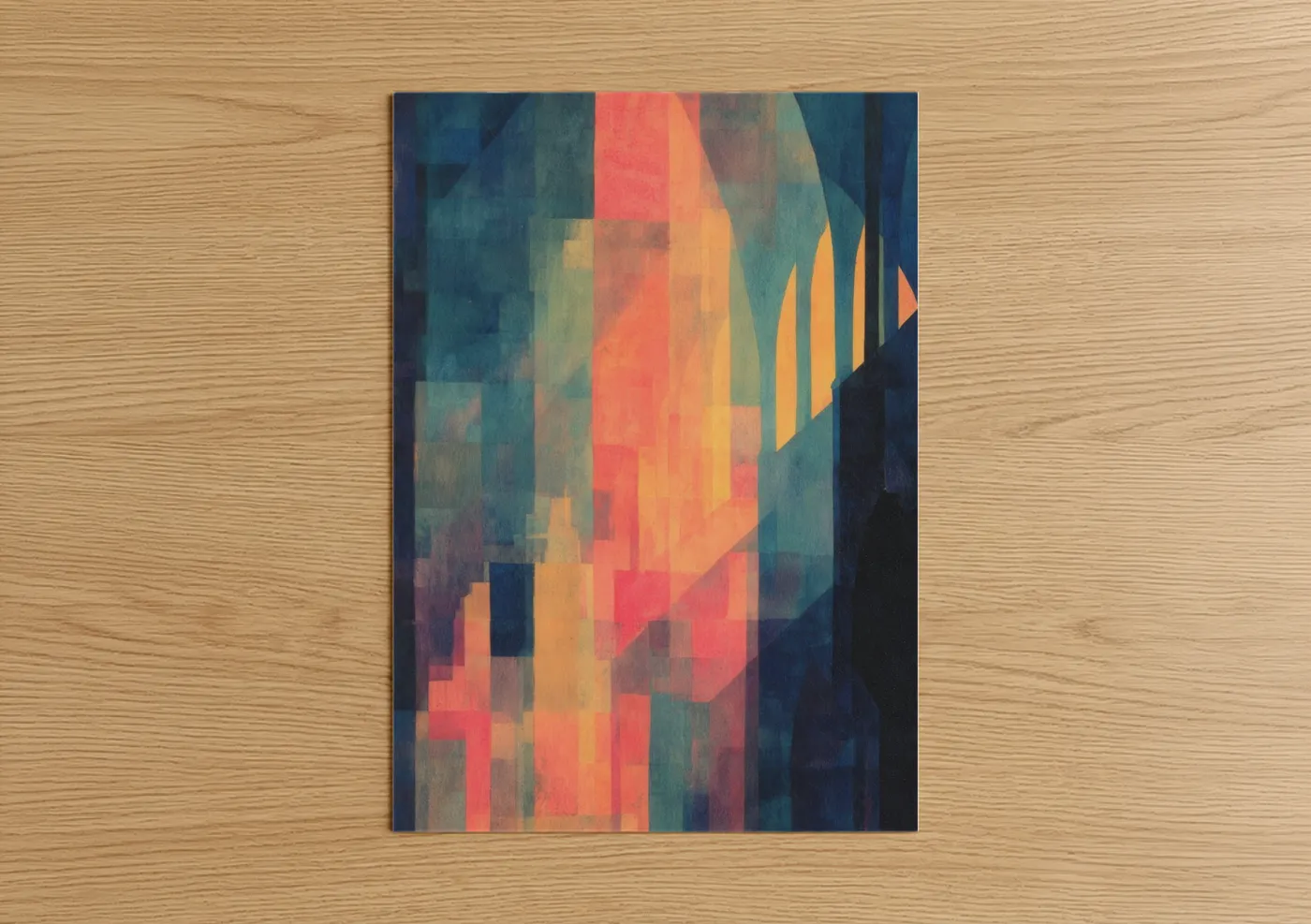 Crimson Cathedral Light Abstract Wall Art