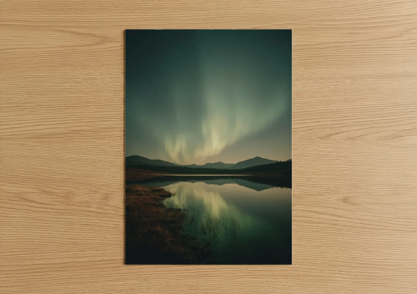 Aurora Borealis Mountain Lake Landscape Wall Art