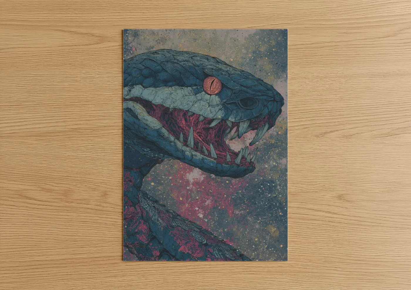 Crimson Viper Snake Illustration Wall Art