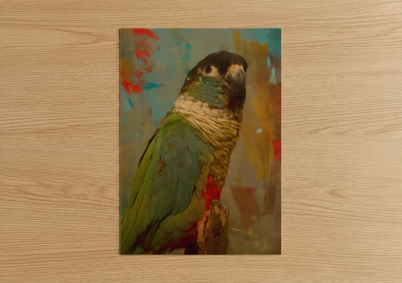 Emerald Parrot Portrait Contemporary Wall Art