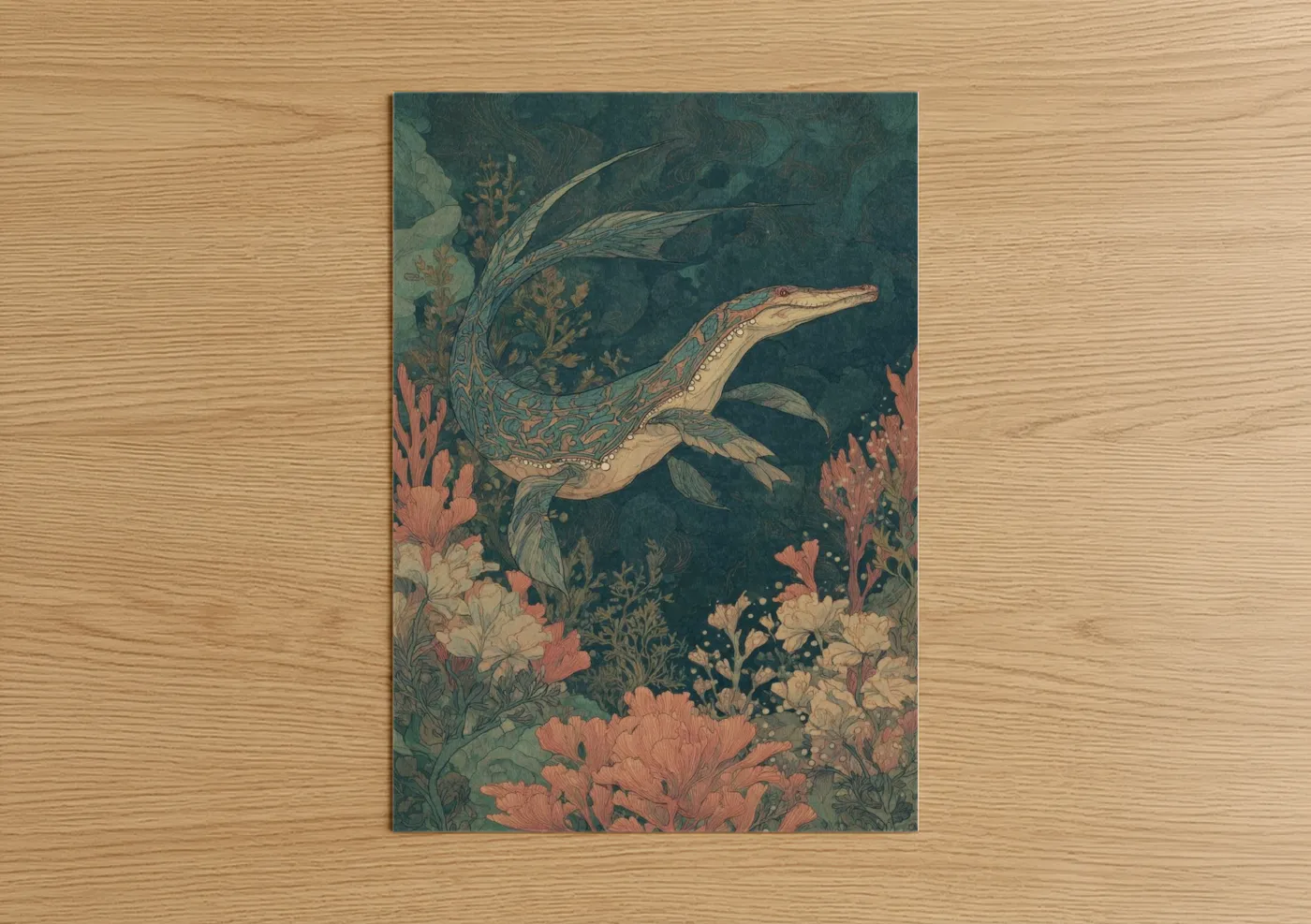 Coral Dinosaur Sea Creature Wall Art