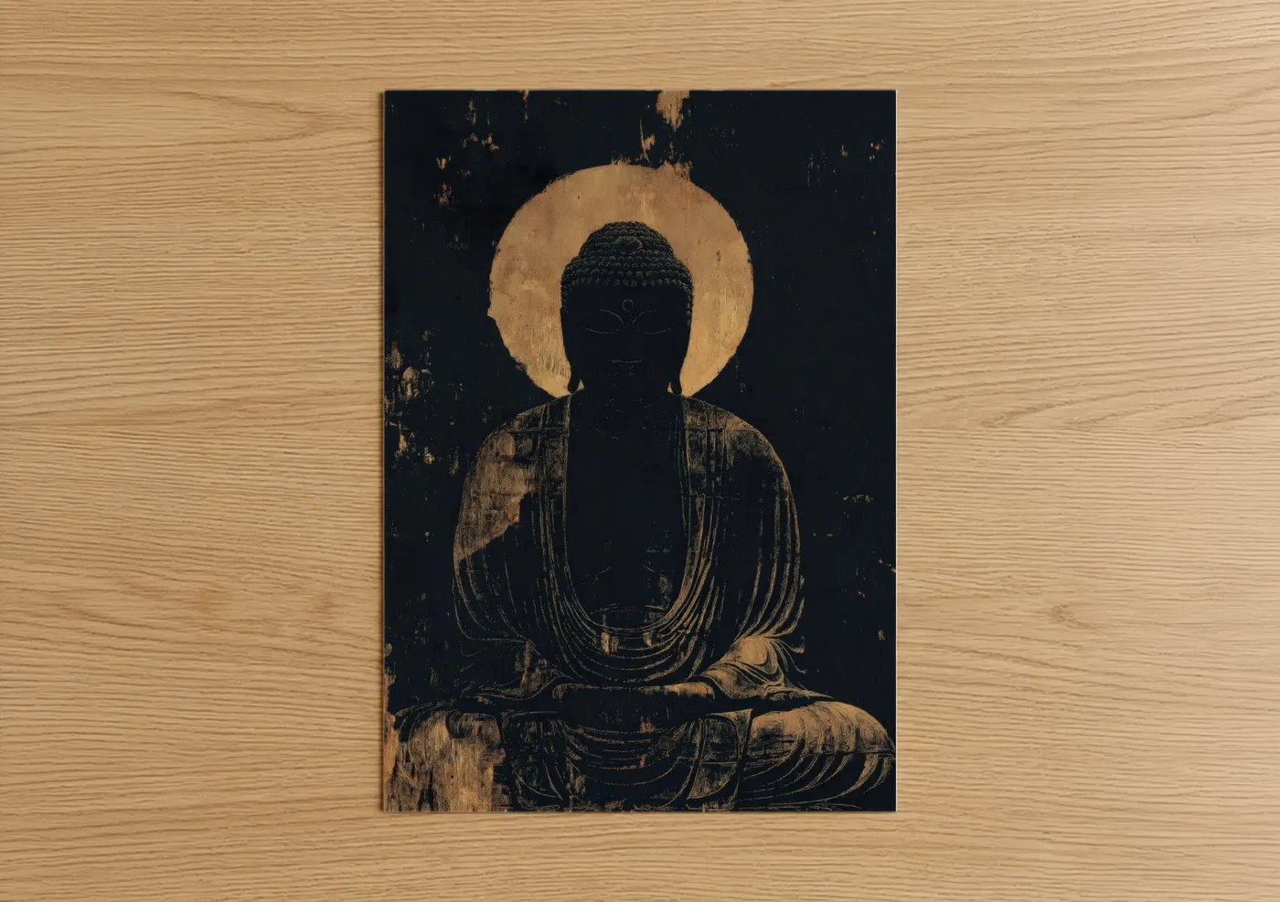 Golden Buddha Meditation Spiritual Wall Art