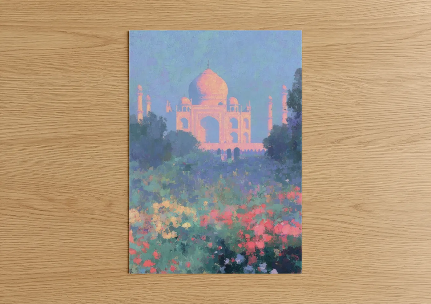 Taj Mahal Flower Garden Impressionist Wall Art