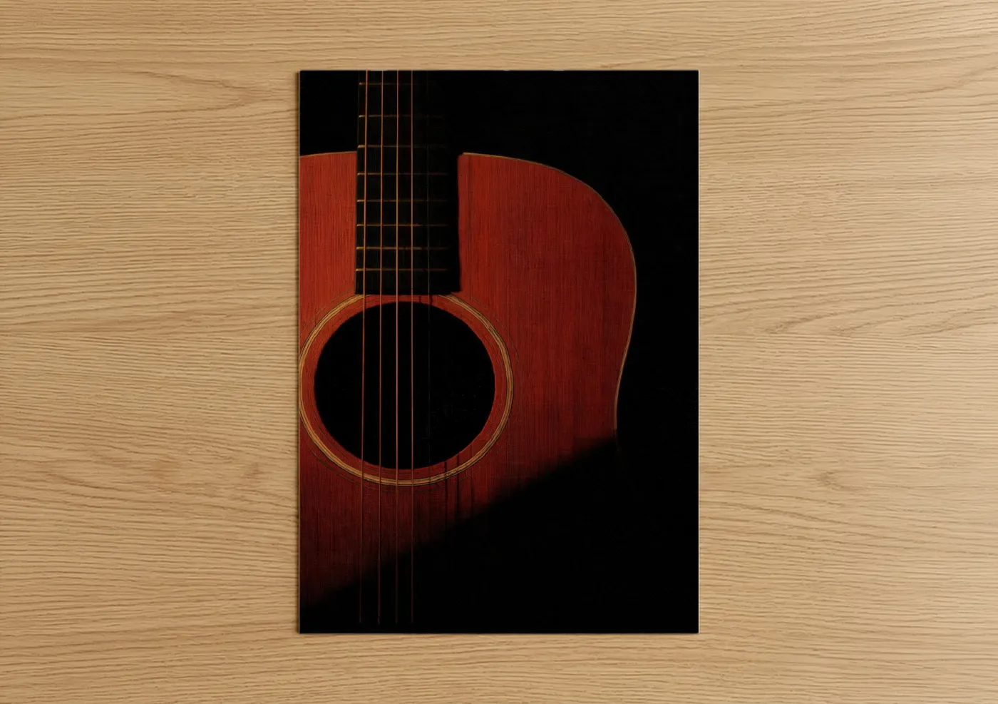 Crimson Acoustic Guitar Studio Portrait Wall Art