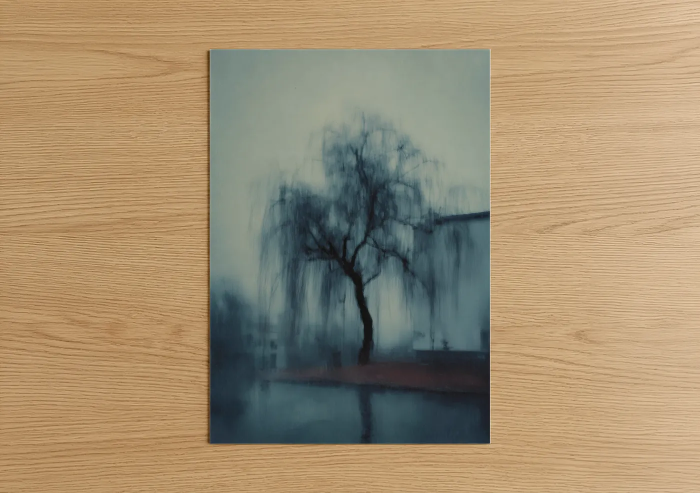 Misty Willow Tree Reflection Watercolor Wall Art