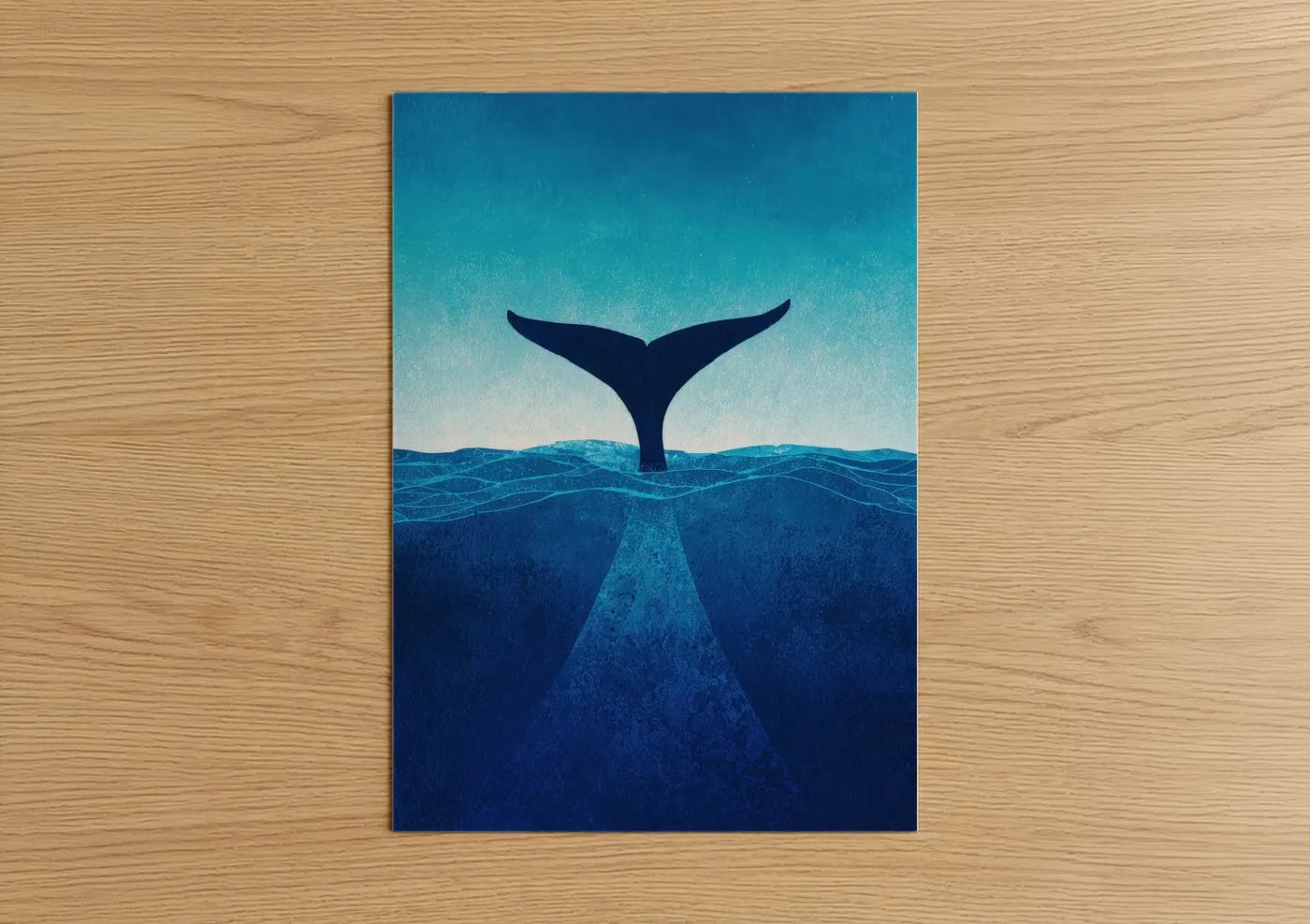 Whale Tail Ocean Silhouette Wall Art