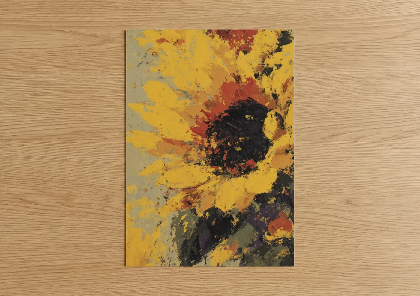 Abstract Expressionist Sunflower Wall Art
