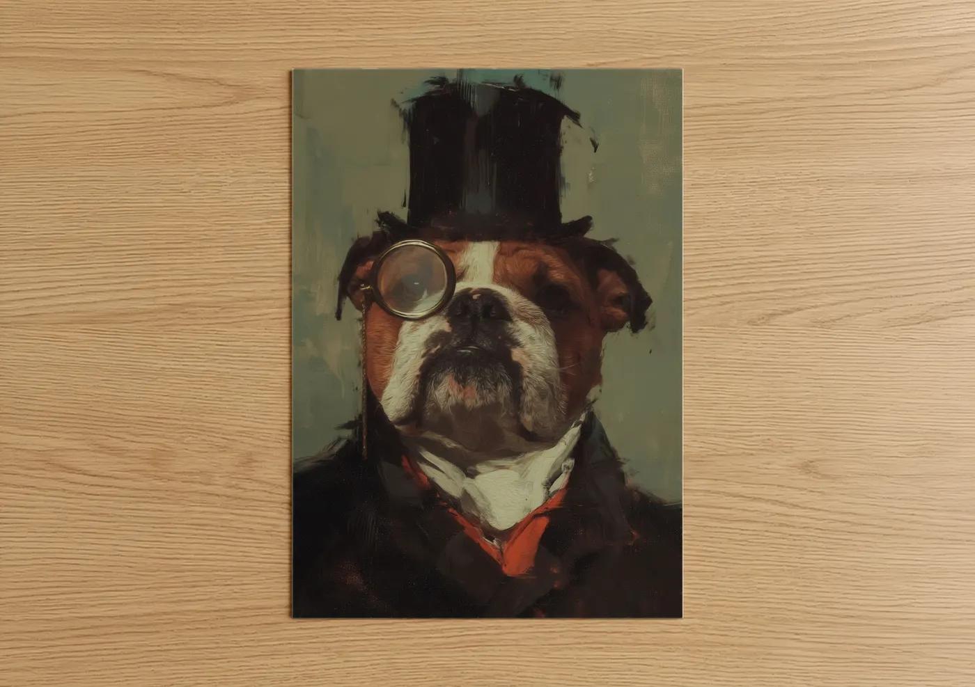 Steampunk Bulldog With Top Hat Art Wall Art