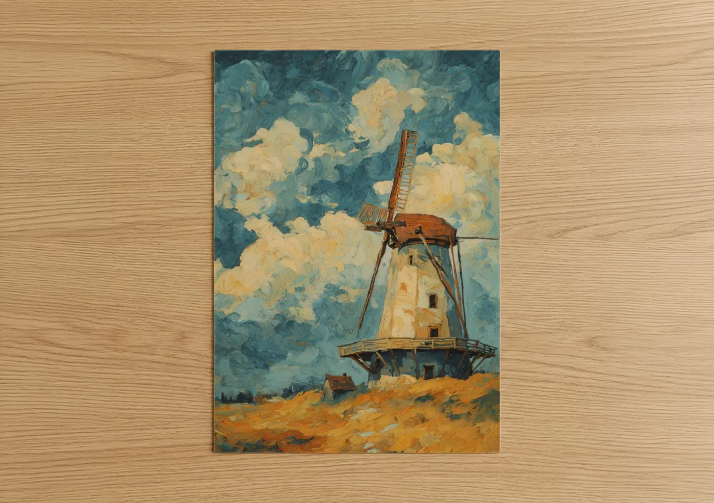 Cloudy Windmill Sky Impressionist Wall Art