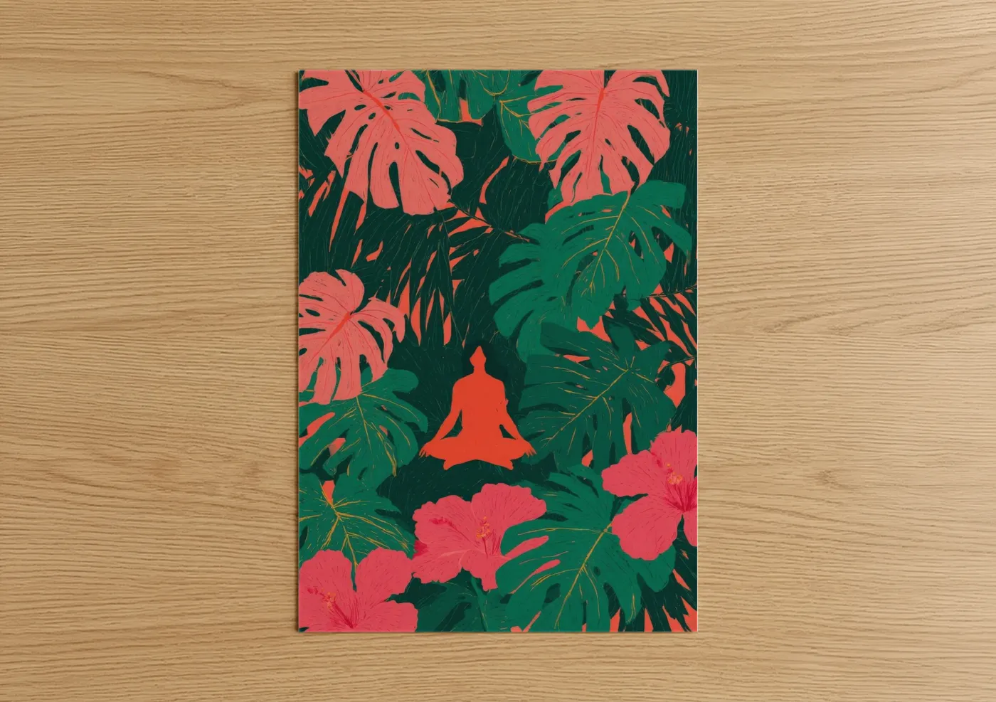 Tropical Yoga Meditation Monstera Wall Art