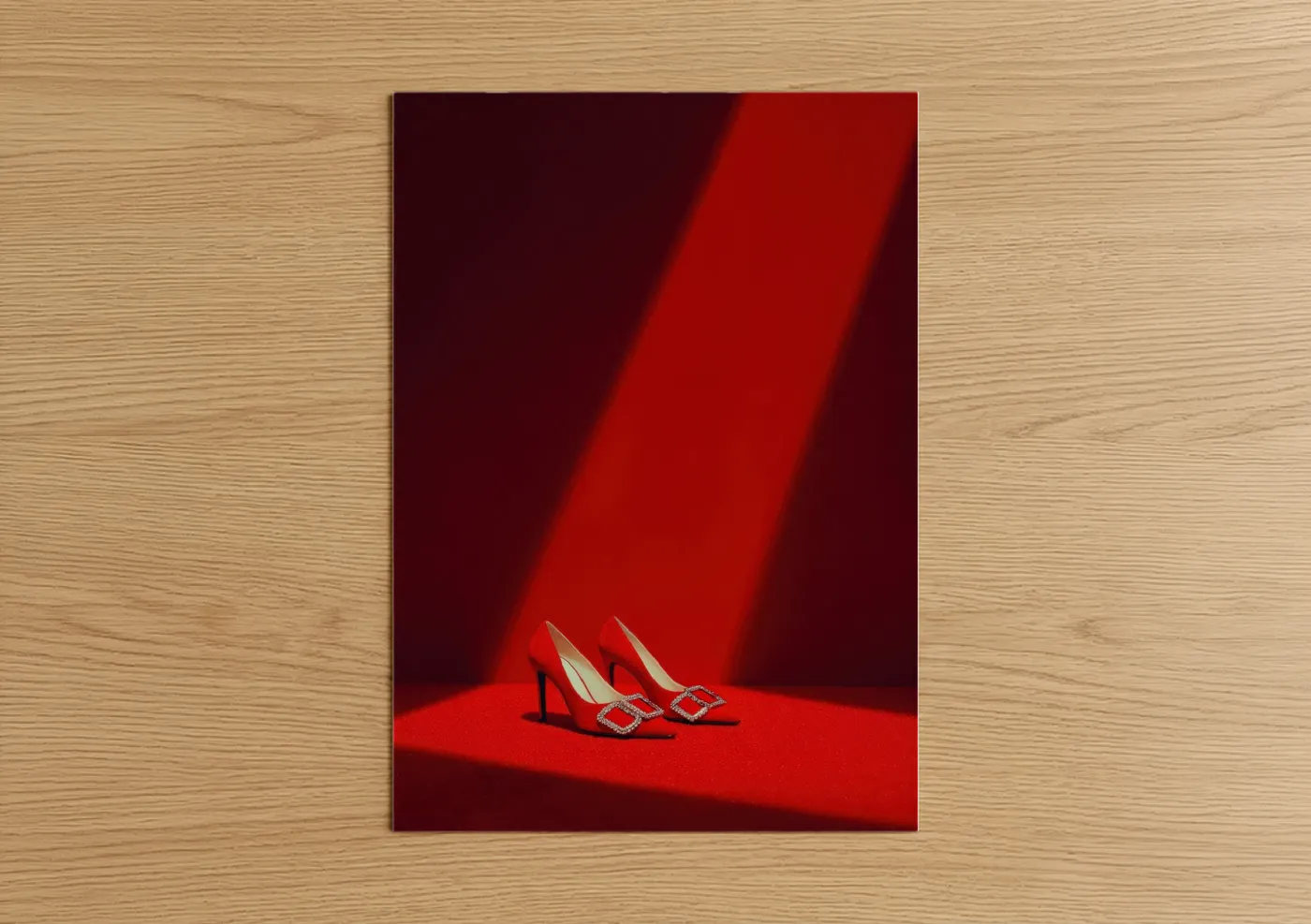 Red High Heels with Rhinestones Spotlight Wall Art