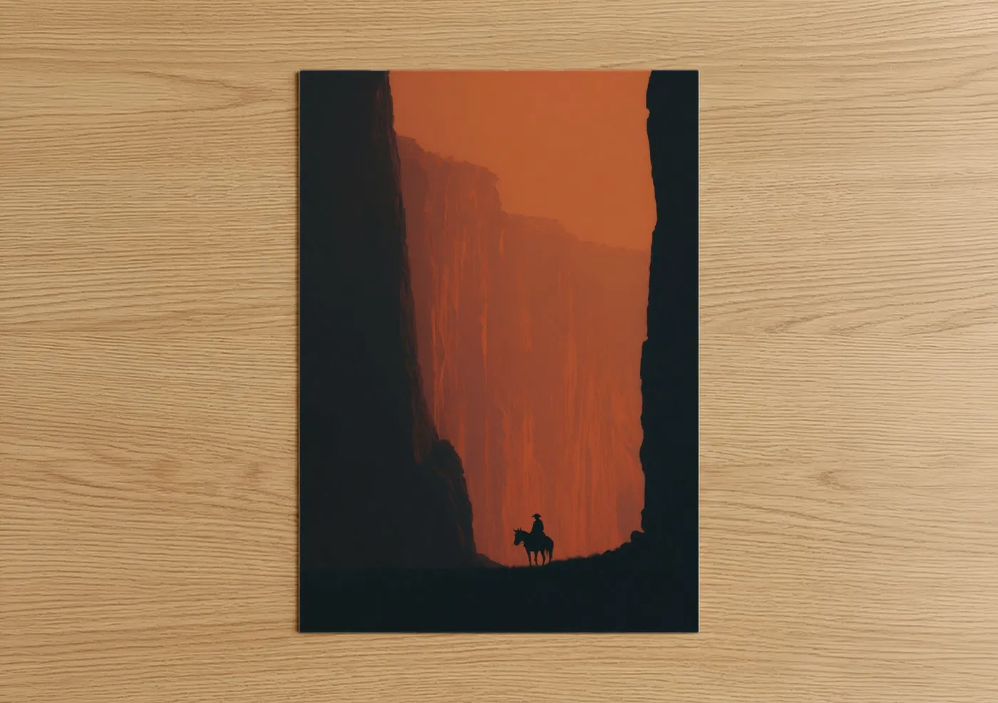 Silhouette Cowboy Canyon Sunset Wall Art