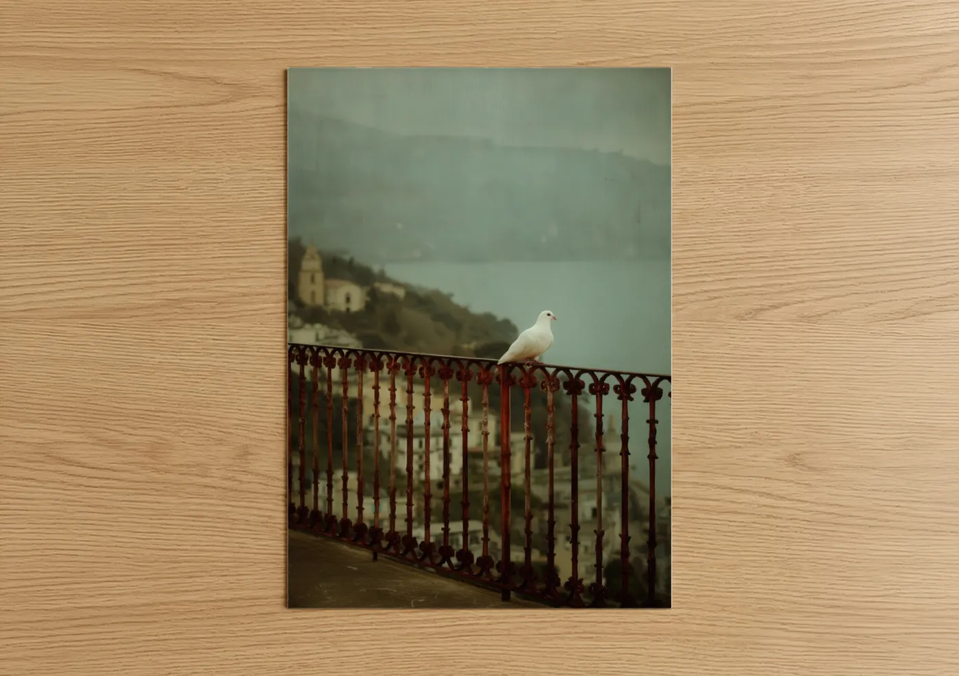 White Dove Misty Lake Landscape Wall Art