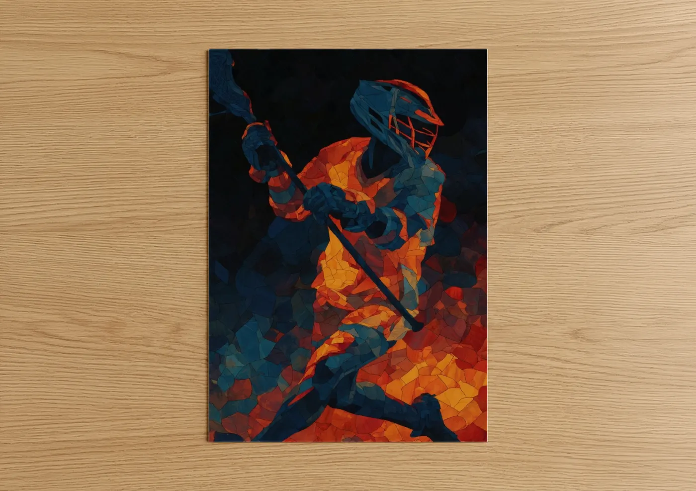 Dynamic Lacrosse Player Geometric Wall Art