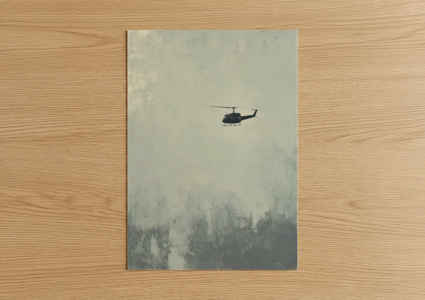 Helicopter in Mist Minimalist Wall Art
