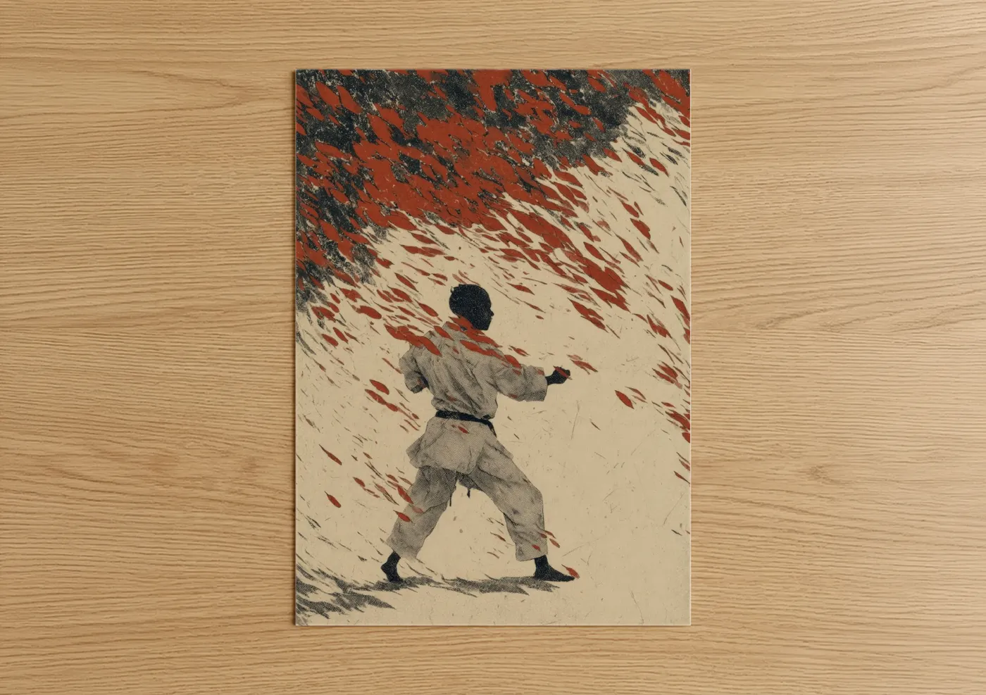 Dynamic Karate Warrior Abstract Wall Art