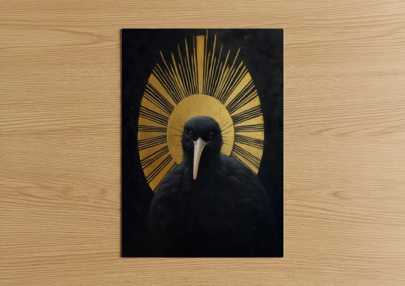 Sacred Kiwi Bird Gold Halo Wall Art