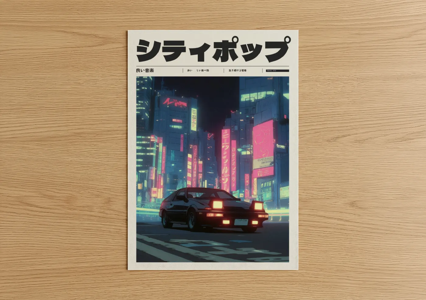 Neon City Drift Anime Cyberpunk Wall Art