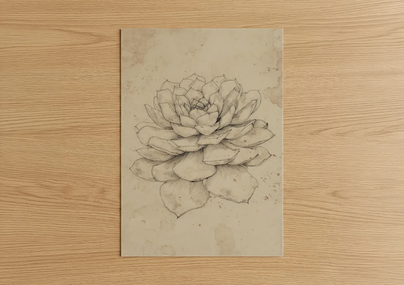 Botanical Succulent Pen Sketch Line Wall Art