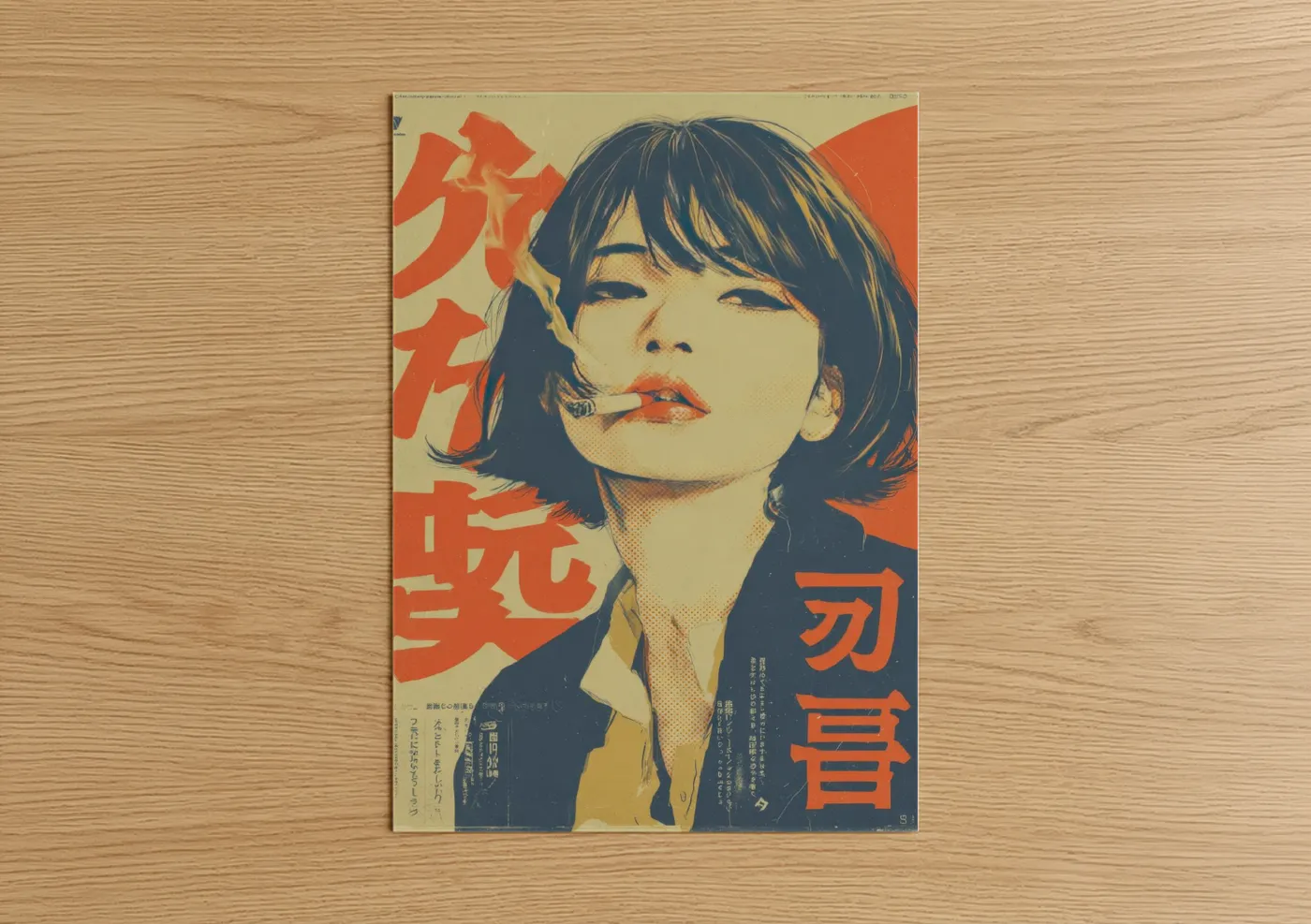 Vintage Japanese Ad Retro Portrait Wall Art