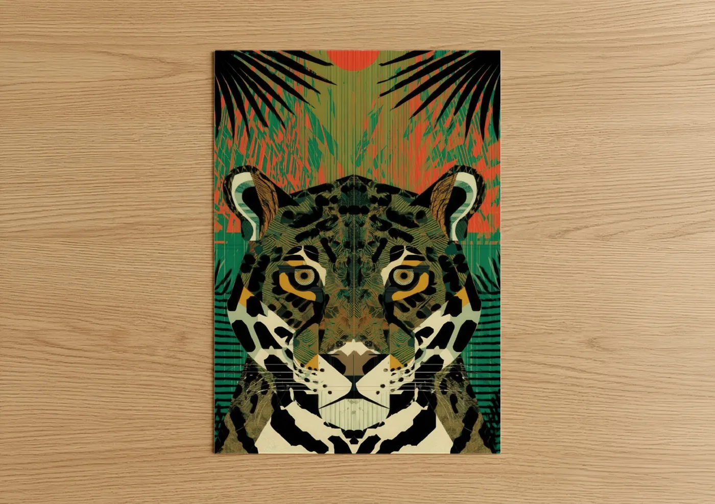 Golden Jaguar Wild Cat Art Print Wall Art