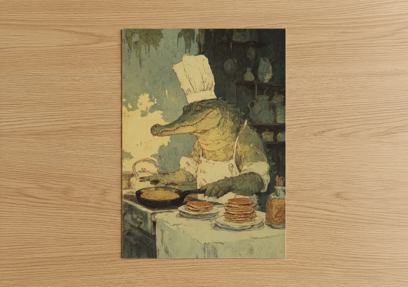 Whimsical Chef Alligator Cooking Wall Art