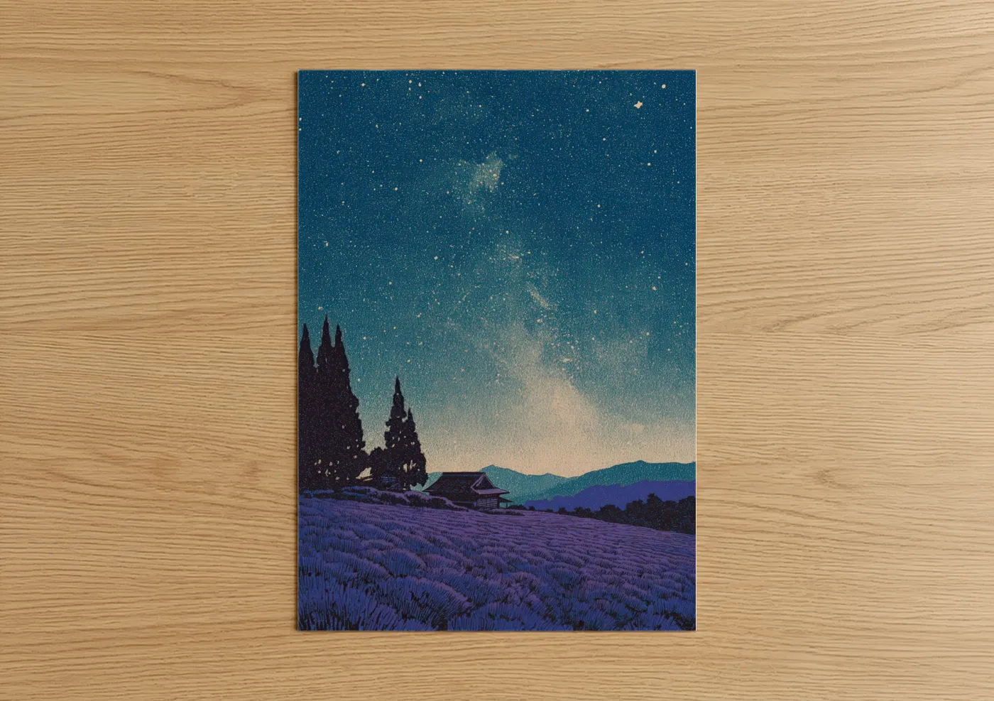 Lavender Field Milky Way Night Sky Wall Art