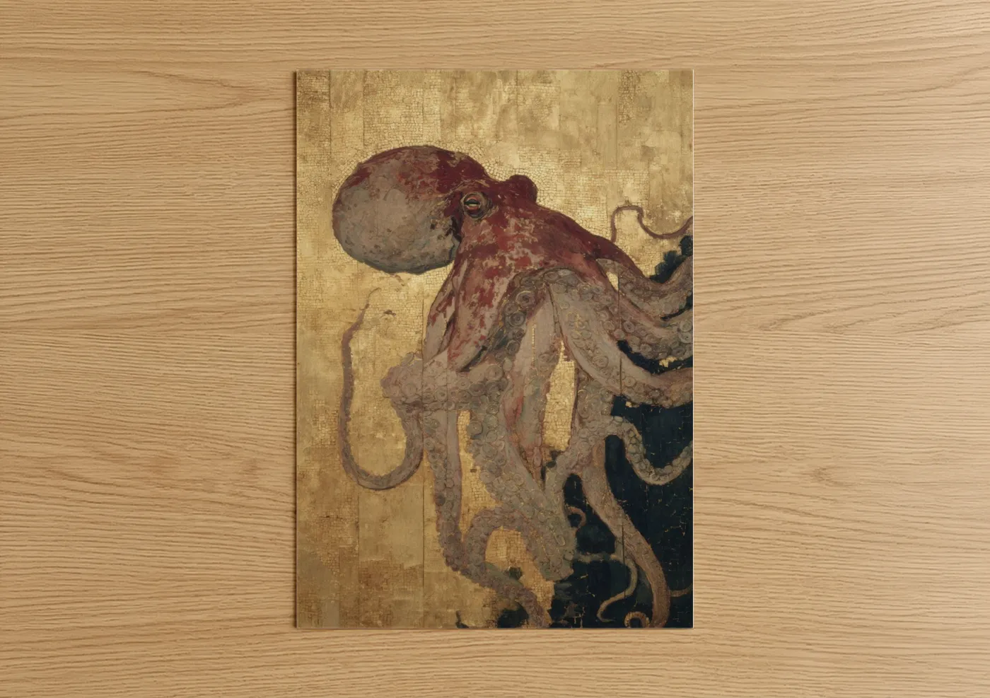 Crimson Octopus Vintage Nautical Wall Art