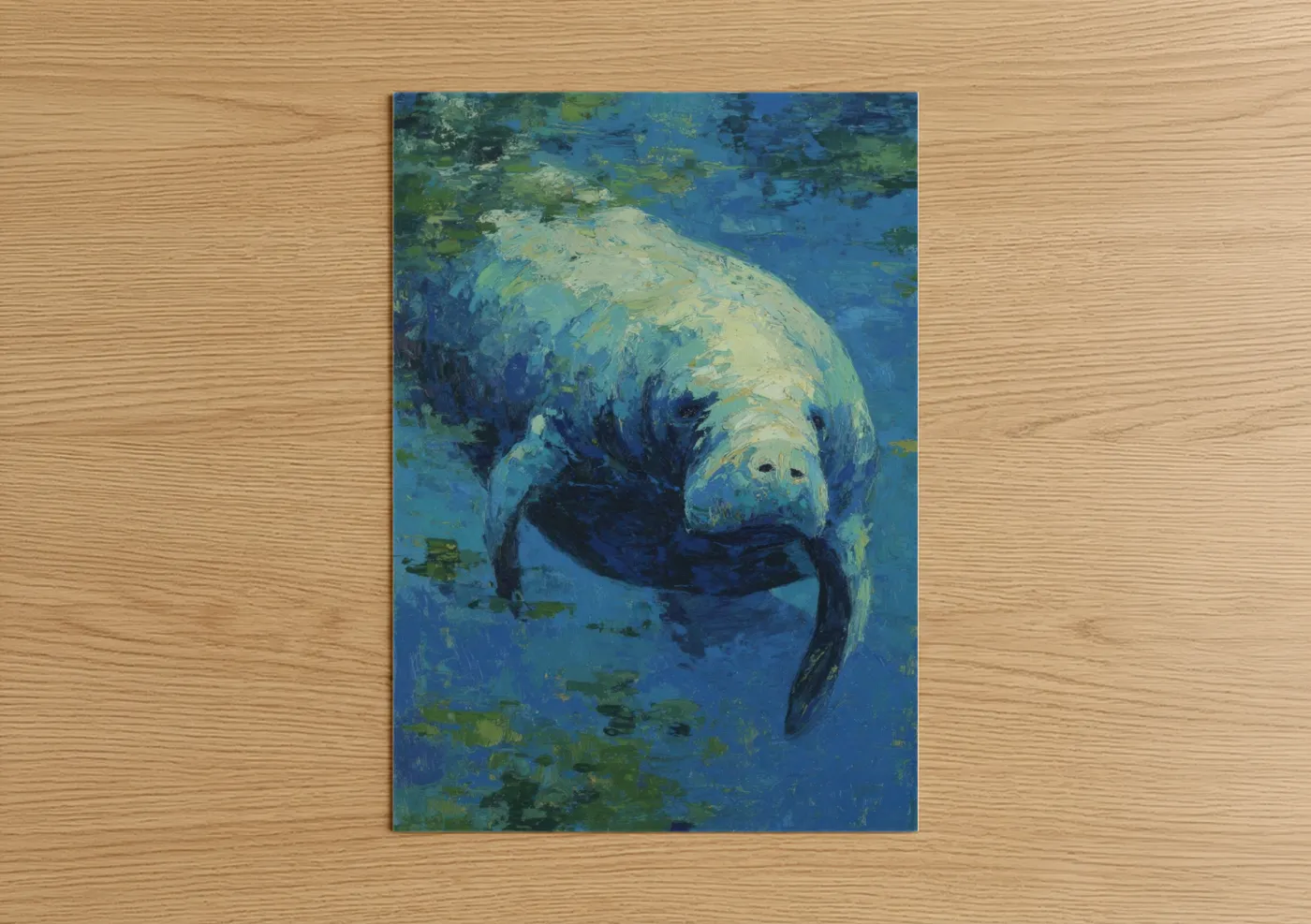 Serene Manatee Impressionist Art Wall Art