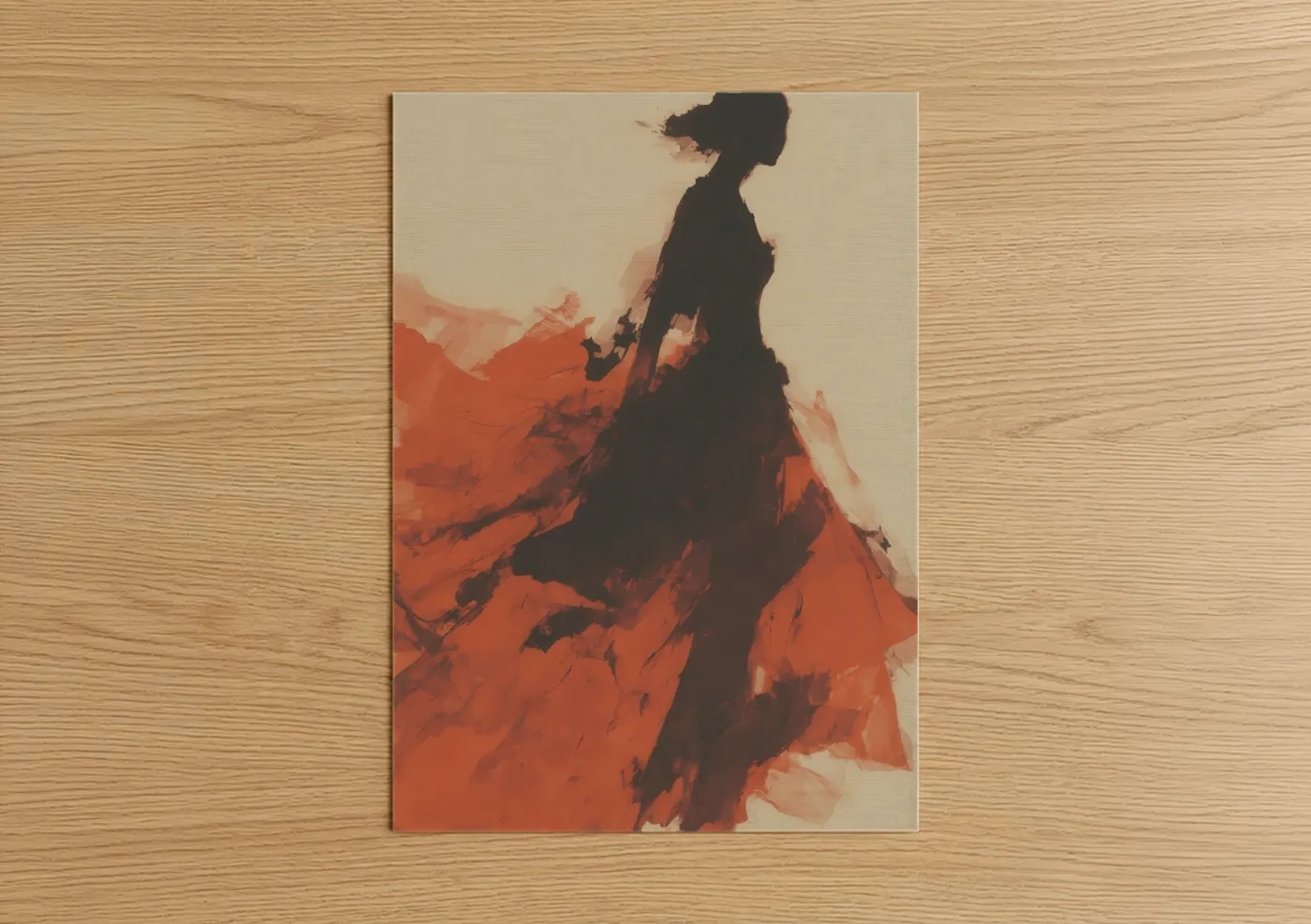 Elegant Fashion Silhouette Red Watercolor Wall Art