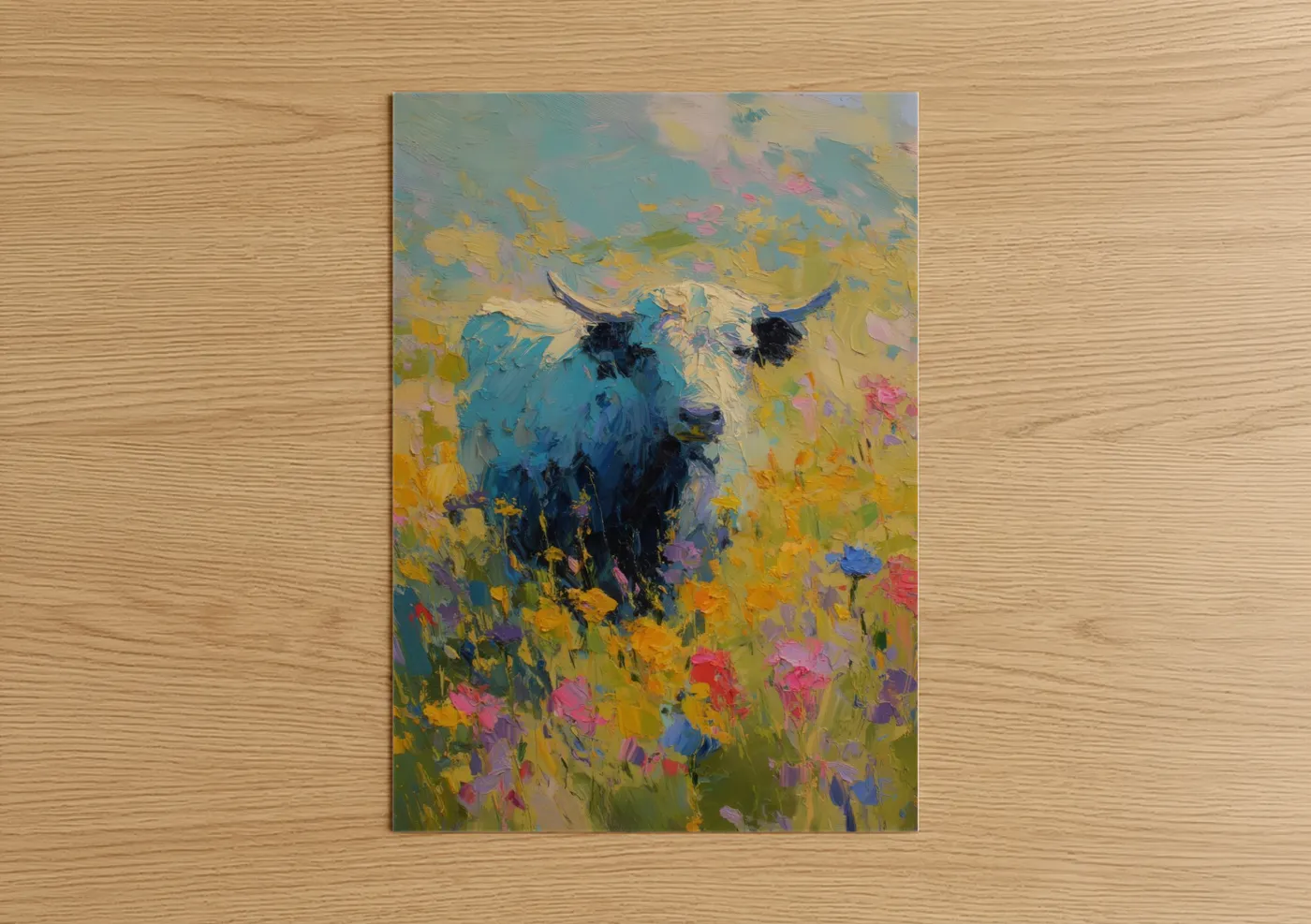 Blue Yak Wildflower Meadow Painting Wall Art