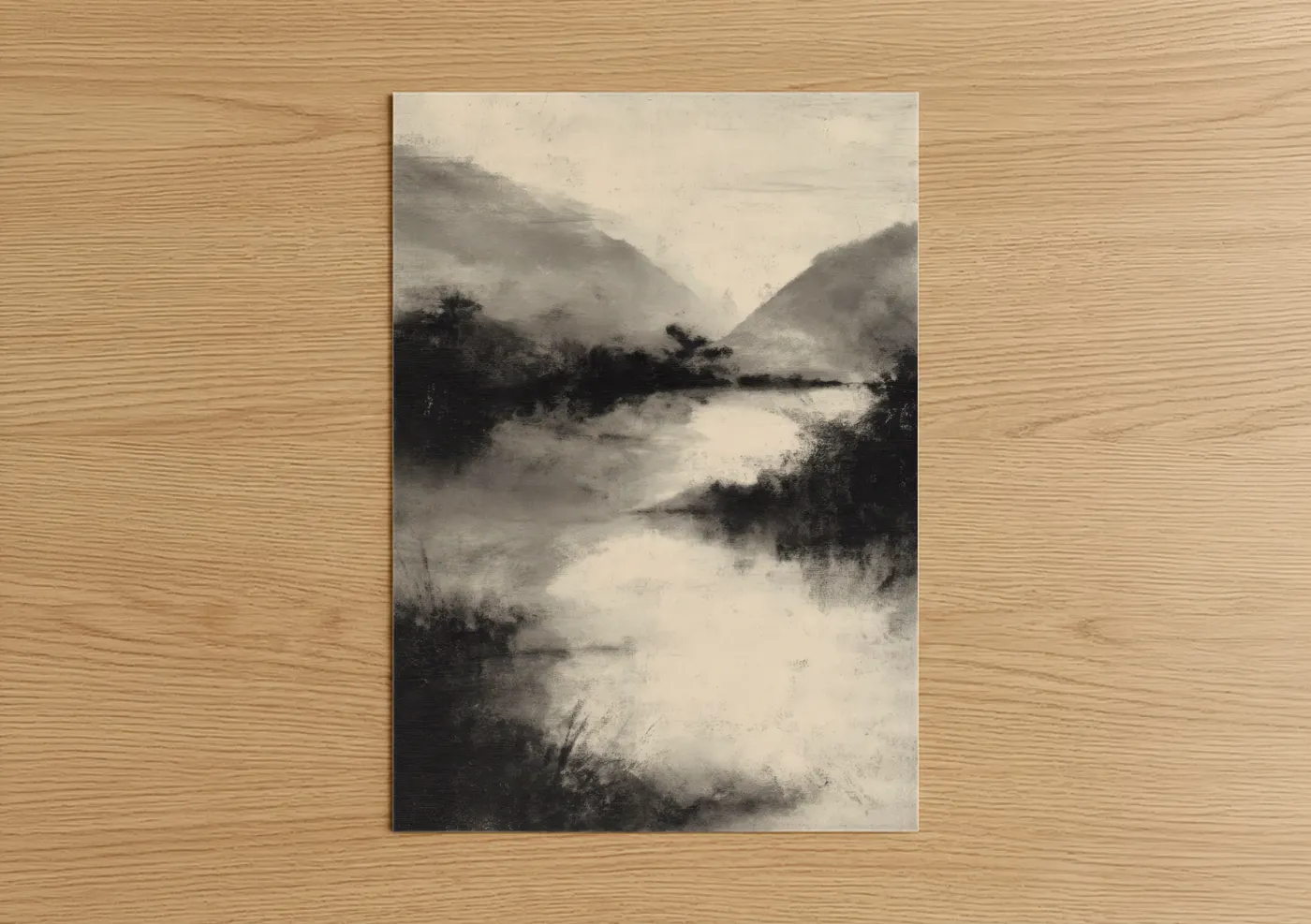 Misty Mountain River Landscape Wall Art
