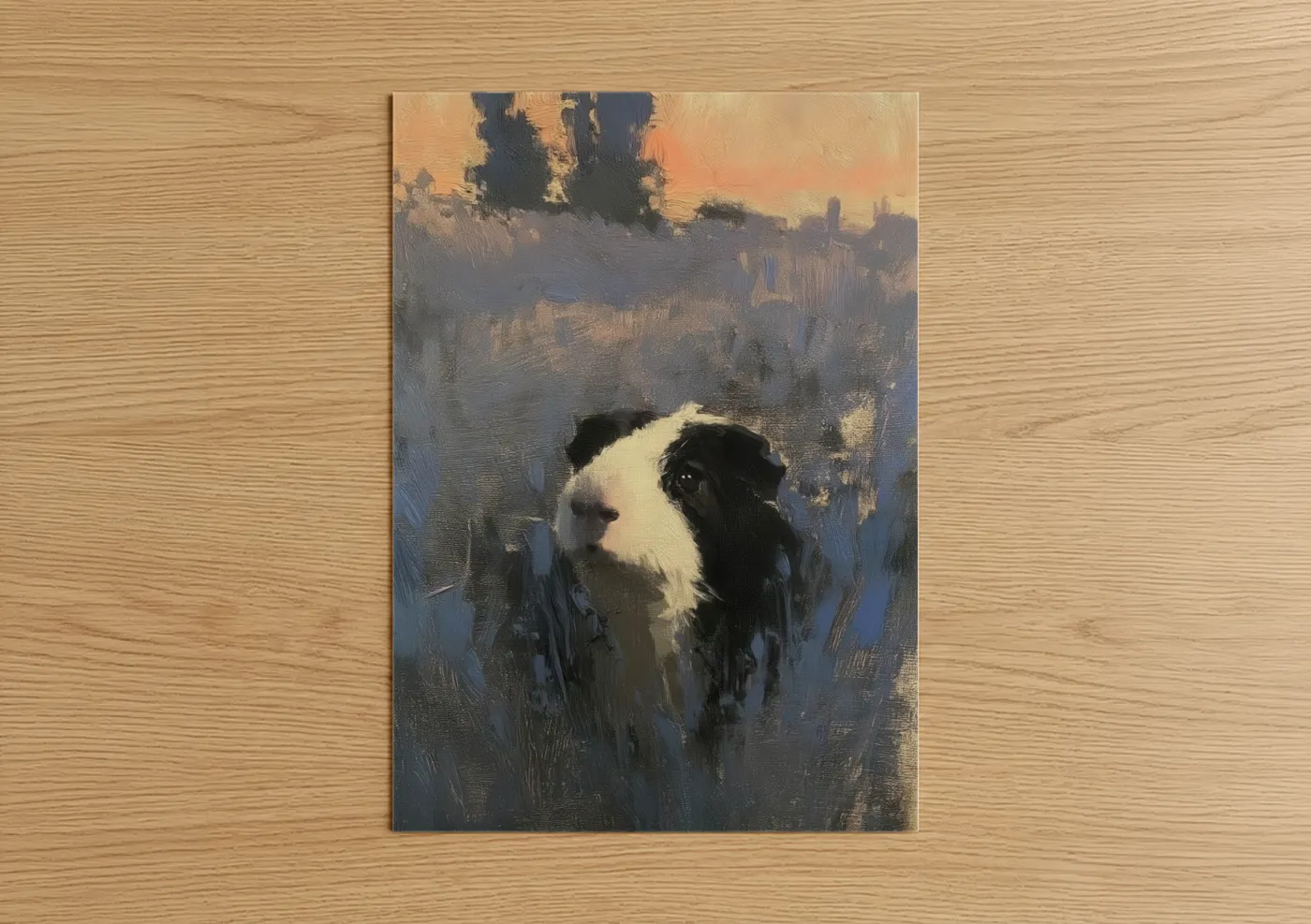 Black and White Guinea Pig Winter Snow Wall Art
