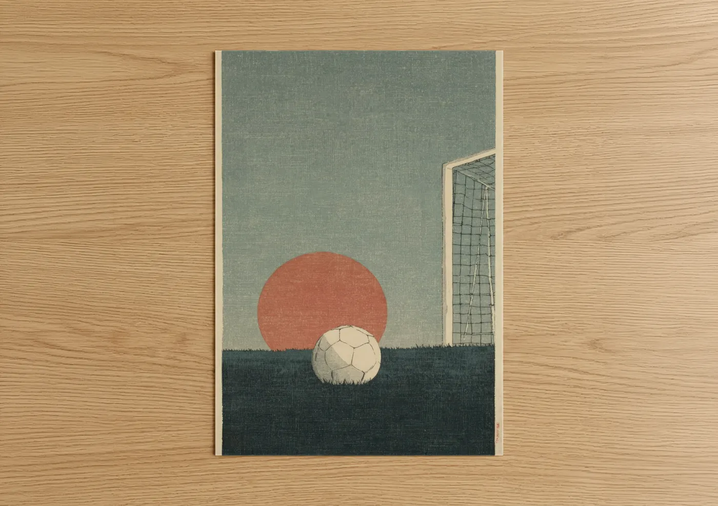 Minimalist Soccer Goal Sunset Wall Art