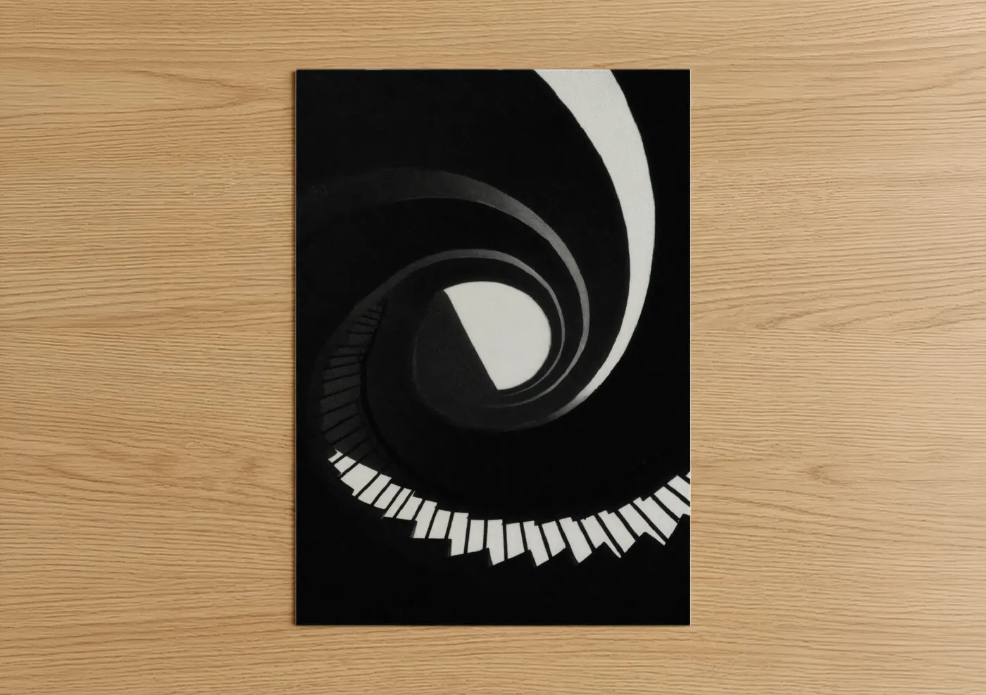 Spiral Staircase Black and White Architecture Wall Art