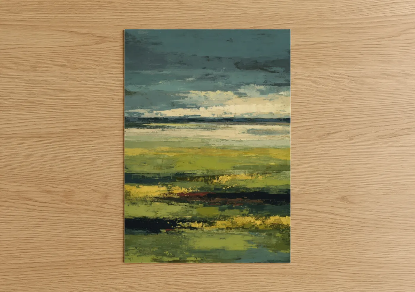 Layered Green Field Landscape Wall Art