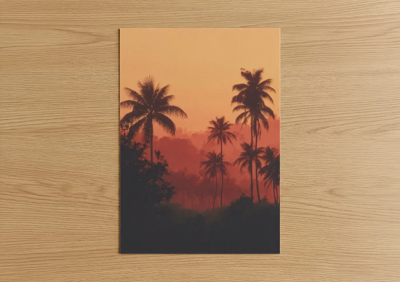 Tropical Palm Forest Sunset Silhouette Wall Art