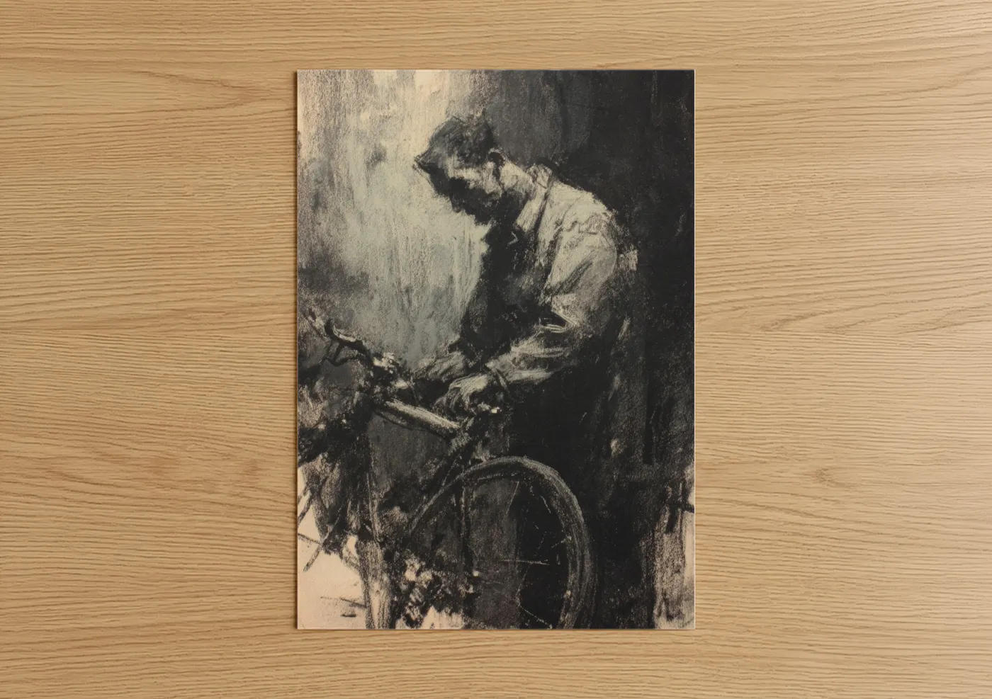 Urban Bicycle Repair Vintage Illustration Wall Art
