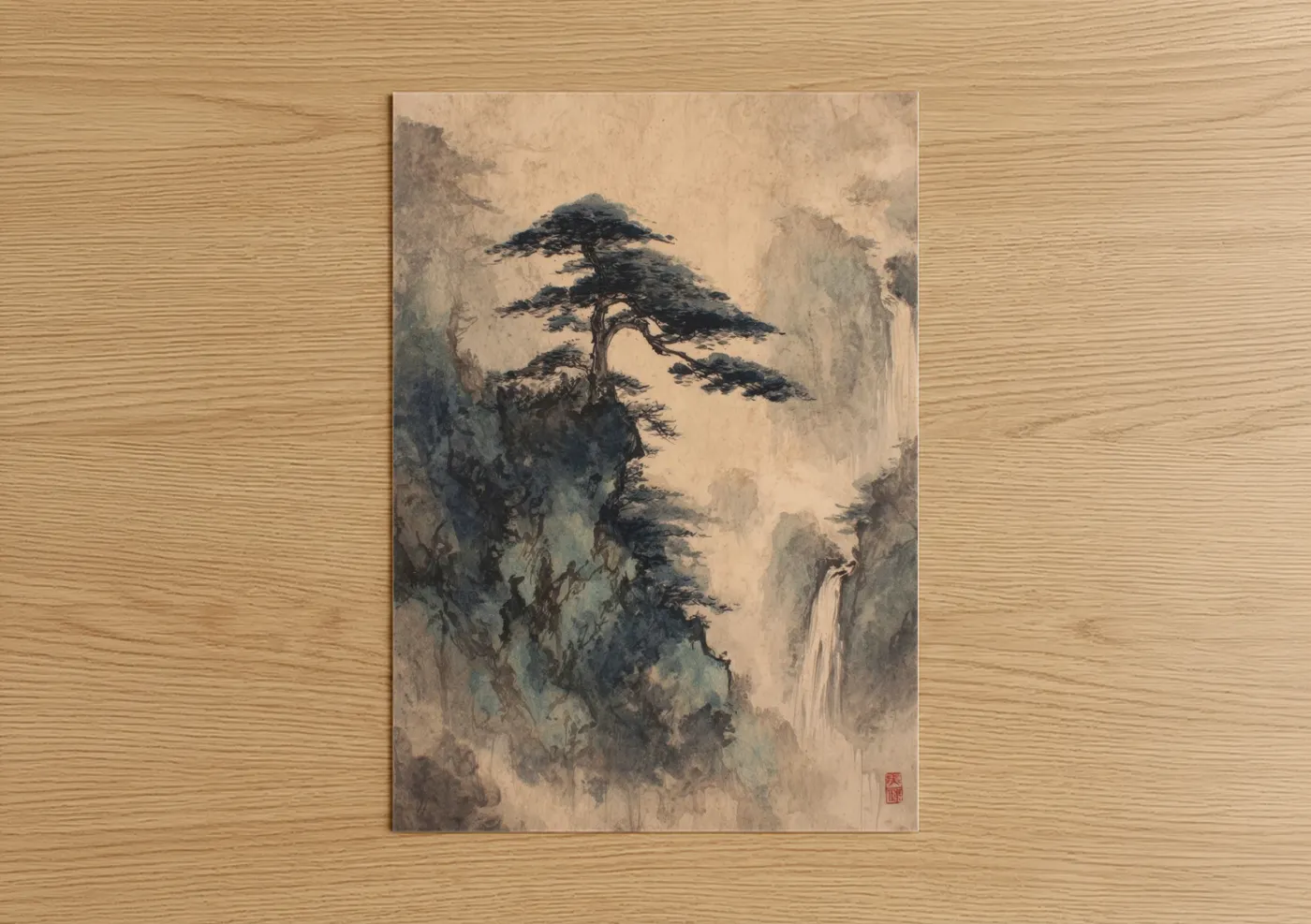 Misty Cypress Tree Watercolor Painting Wall Art