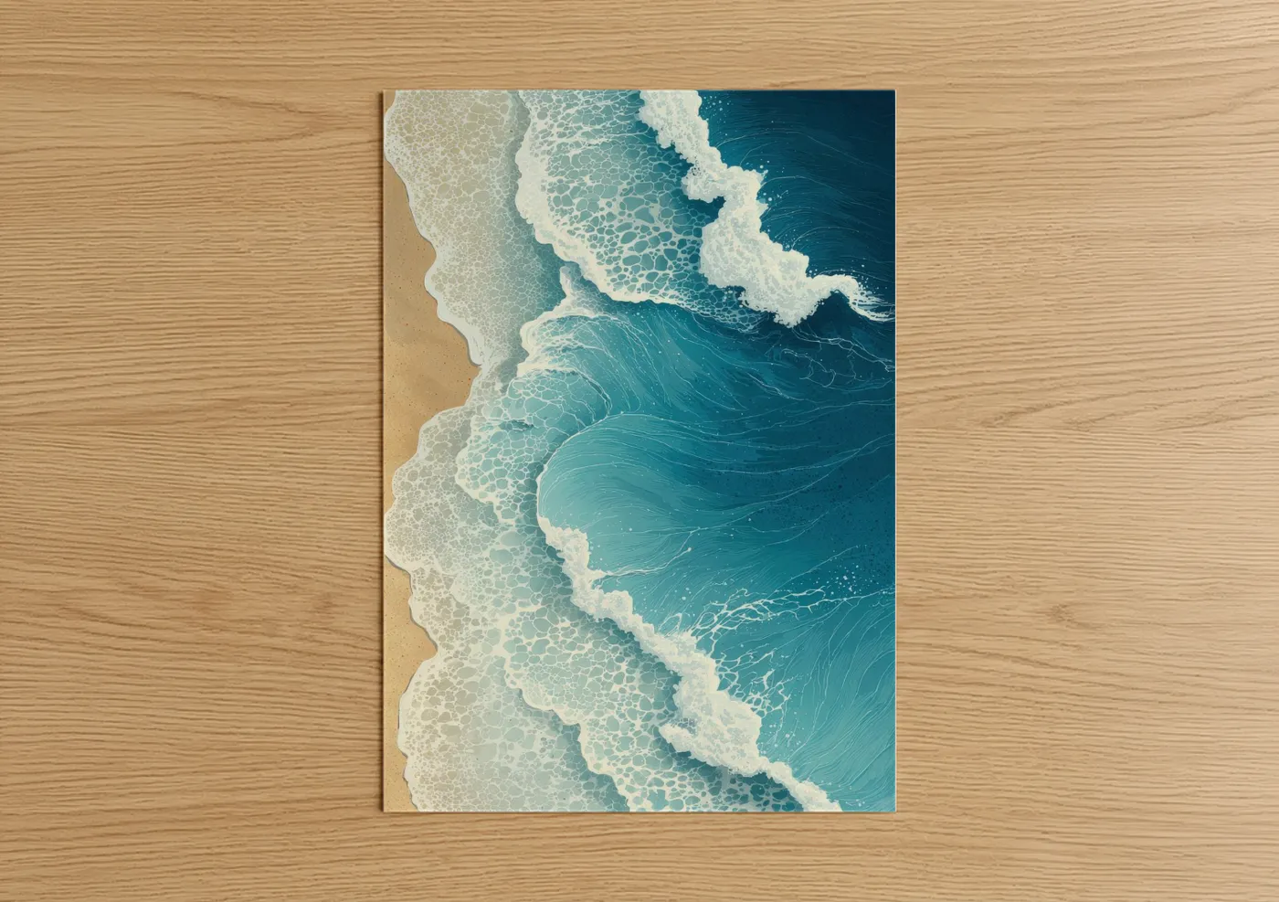 Aerial ocean waves beach art print Wall Art