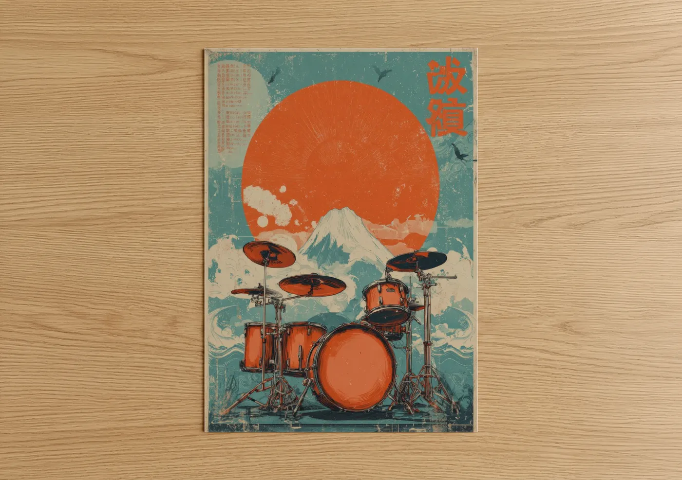 Japanese Drum Kit Vintage Art Print Wall Art