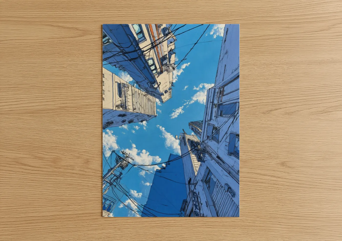 Urban Architecture Sky Blue Upward Wall Art