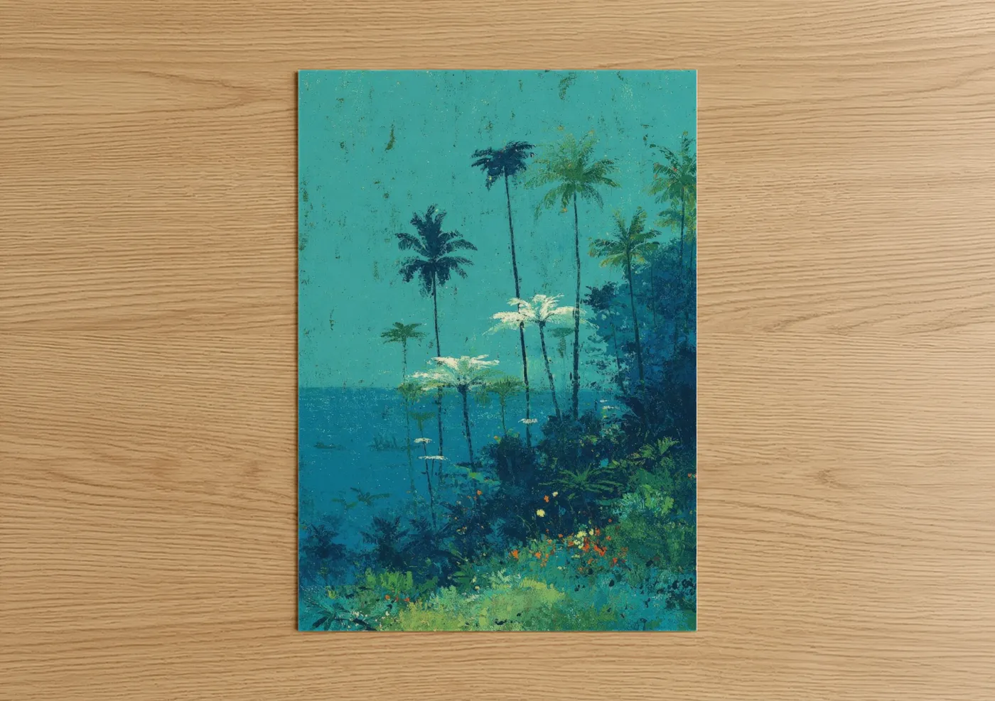 Tropical Palm Seascape Ocean Painting Wall Art
