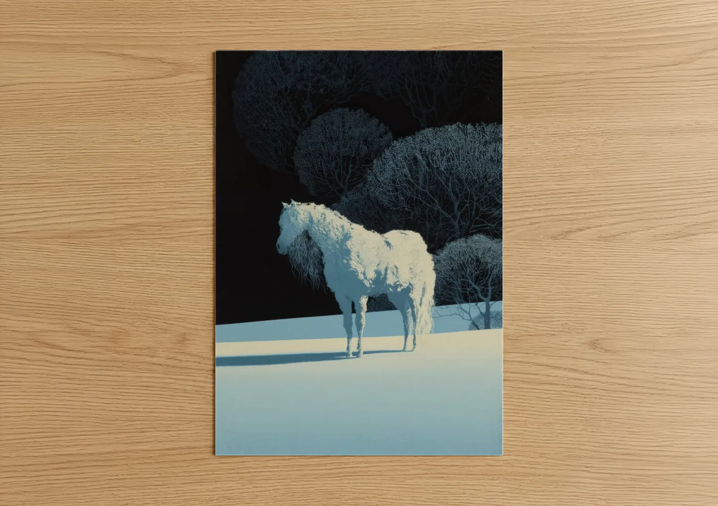 Snowy Miniature Horse Winter Landscape Wall Art