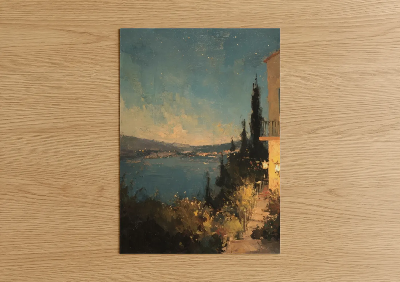 Starlit Mediterranean Night Sky Landscape Wall Art